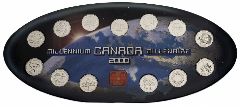 Миллениум 2000 год. Канада Миллениум 2000 набор монет. Канада 25 центов 2000 набор Миллениум. Набор канадских монет. Набор манет Канада 2000.