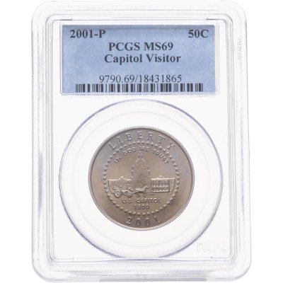 купить США 1/2 доллара (dollars) 2001 "Центр посетителей капитолия США", в слабе PCGS MS69