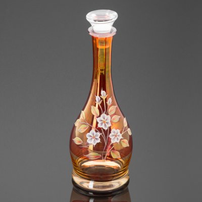 купить Штоф, украшенный флористическим орнаментом, стекло, крытье, роспись, Чехословакия, 1970-1980 гг.