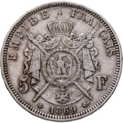 купить Франция 5 франков 1869 Император Наполеон III