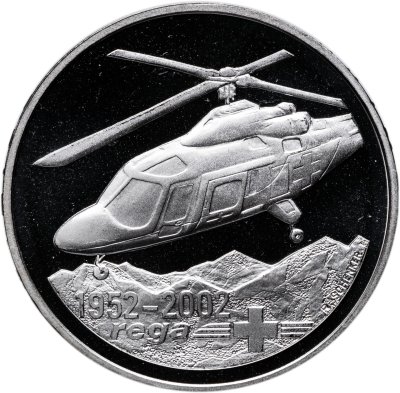 купить Швейцария 20 франков 2002 "Воздушные спасательные силы Швейцарии Вертолет" в капсуле