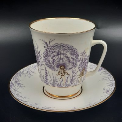 купить Пара кофейная "Одуванчик", автор формы "Майская" Э.М. Криммер, фарфор, деколь, золочение, Ленинградский фарфоровый завод (ЛФЗ), СССР, 1970-1992 гг.