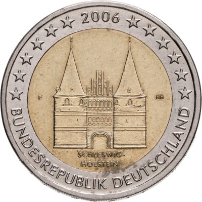 купить Германия 2 евро (euro) 2006 Федеральные земли Германии: Шлезвиг-Гольштейн - Голштинские ворота в Любеке, знак монетного двора "F" - Штутгарт