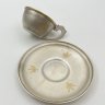 Купить Пара кофейная с цветочным декором, мельхиор (медь-никель), золочение, Мстерская художественная фабрика  «Ювелир», СССР, 1960-1970 гг.