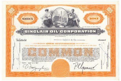 купить Акция США SINCLAIR OIL CORPORATION ( CHICAGO) 1944-1957 гг.