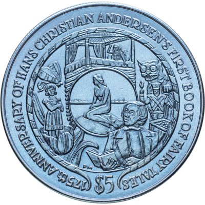 купить Британские Виргинские острова 5 долларов 2010 175 лет первой публикации книги Ганса Христиана Андерсона