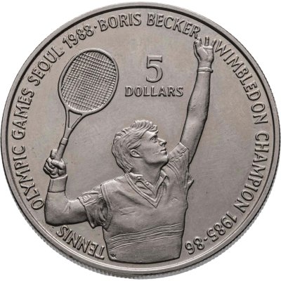 купить Ниуэ 5 долларов (dollars) 1987 "XXIV летние Олимпийские Игры, Сеул 1988 - Теннис, Борис Беккер"