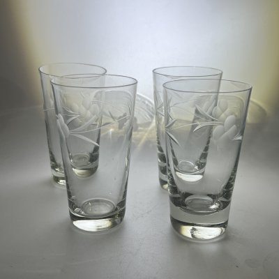 купить Набор из 4 стопок с резным растительным декором, стекло, алмазная грань, Россия, 1990-2010 гг.