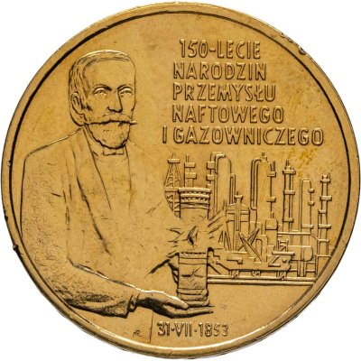 купить Польша 2 злотых 2003 "150 лет нефтяной и газовой промышленности"