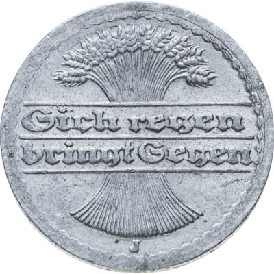 купить Германия (Веймарская республика) 50 пфеннигов (pfennig) 1920 J знак монетного двора "J" — Гамбург