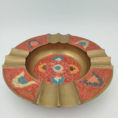 купить Пепельница с растительным декором в восточном стиле, латунь, эмали, Индия, 1970-1990 гг.