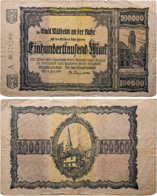 купить Германия, Нотгельды, Мюльхайм 100 000 марок 1923