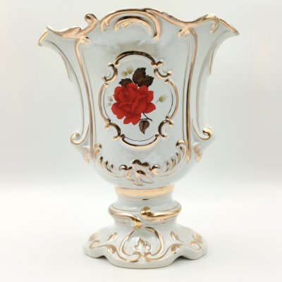 купить Ваза интерьерная с цветочным декором, фарфор, деколь, золочение, СССР, 1960-1970 гг.