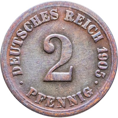 купить Германия 2 пфеннига (pfennig) 1905 A знак монетного двора: "A" - Берлин