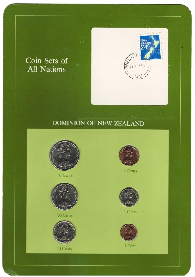 купить Серия "Наборы монет всех стран мира" - Новая Зеландия (набор из 6 монет и 1 марки в буклете)