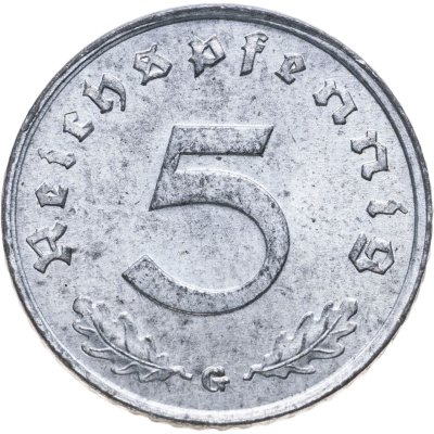 купить Германия (Третий рейх) 5 рейхспфеннигов (reichspfennig) 1942, знак монетного двора: "G" - Карлсруэ