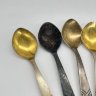 Купить Набор из 5 чайных ложек с геометрическим декором на ручках, мельхиор (медь-никель), Таллинский ювелирный завод, СССР, 1969 г.