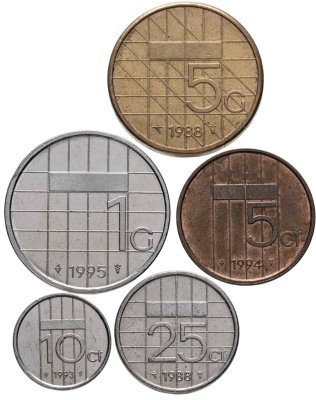 купить Нидерланды набор монет 1982-2001 (5 штук) Беатрикс