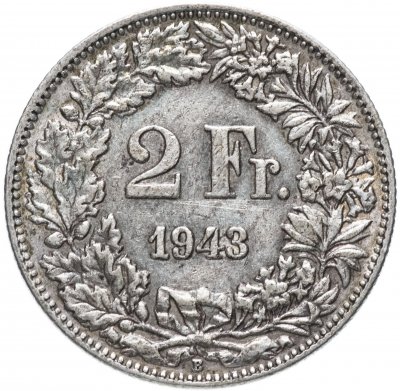 купить Швейцария 2 франка (francs) 1943