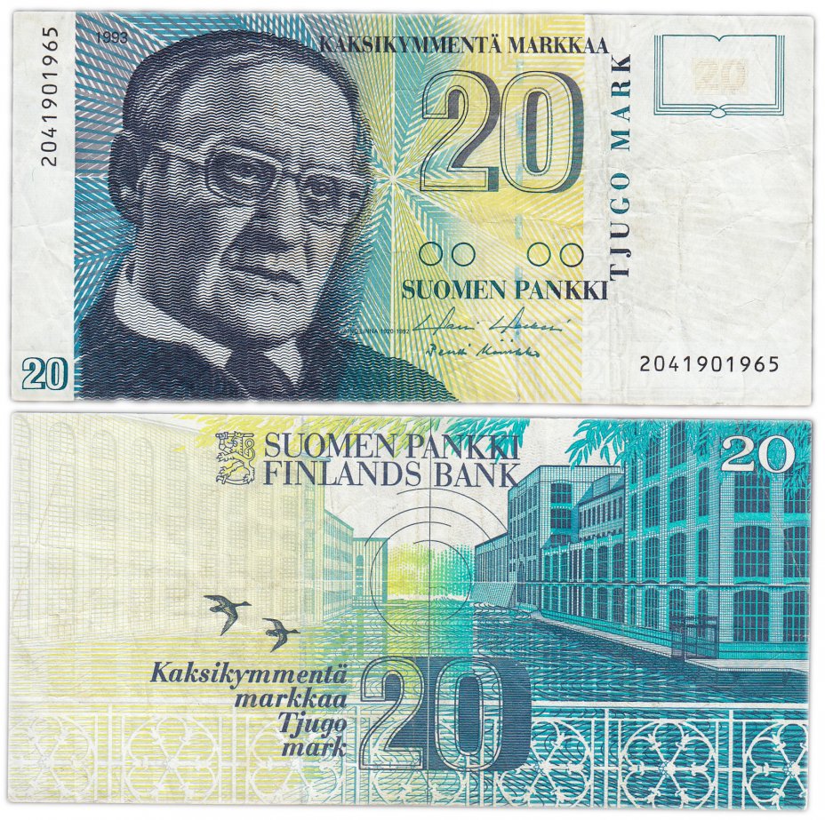 купить Финляндия 20 марок 1993 (Pick 122(1))