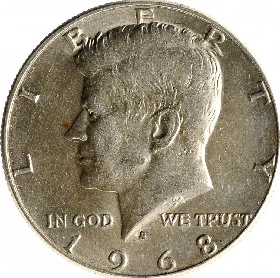 купить Полдоллара (халф) 1968 Кеннеди, серебро 400 пробы