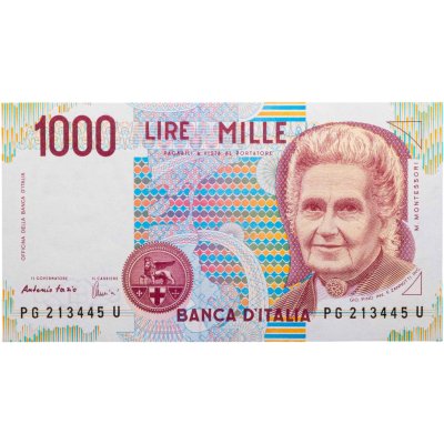 купить Италия 1000 Лир 1990 "Мария Монтессори. Школа Монтессори"(Pick 114с)