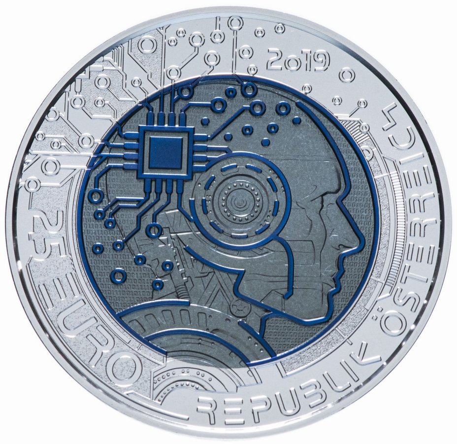 купить Австрия 25 евро 2019 "Искуственный интеллект", в футляре с сертификатом