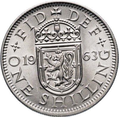 купить Великобритания 1 шиллинг (shilling) 1963 "Шотландский герб - атакующий лев внутри коронованного щита"