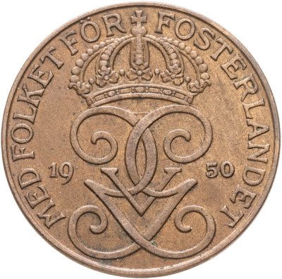 купить Швеция 5 эре (ore) 1950 бронза (коричневый цвет)