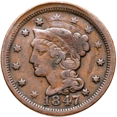 купить США 1 цент 1847 Liberty Head Cent