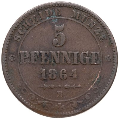 купить Германия (Саксония) 5 пфеннигов 1864