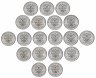 Купить Полный набор 25 рублей 2019-2020 "Оружие Великой Победы (конструкторы оружия)" - 19 монет (все три выпуска)