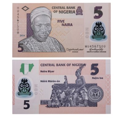 купить Нигерия 5 найра 2024 (Pick 38) пластик