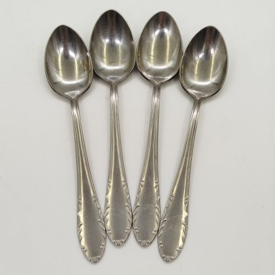 купить Набор из 4-х чайных ложек с флоральным декором, нержавеющая сталь, Металлургический завод «Электросталь», СССР, 1940-1950 гг.