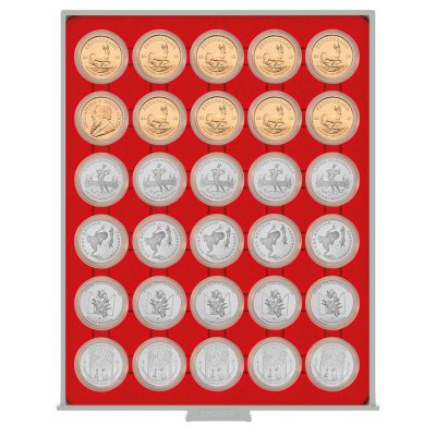 купить Бокс на 30 монет диаметром 33 мм в капсулах (Lindner, Германия)