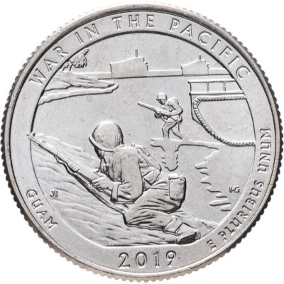 купить США 1/4 доллара (25 центов, квотер) 2019 D —"Национальные парки - Гуам, война на Тихом океане" (48-й парк)