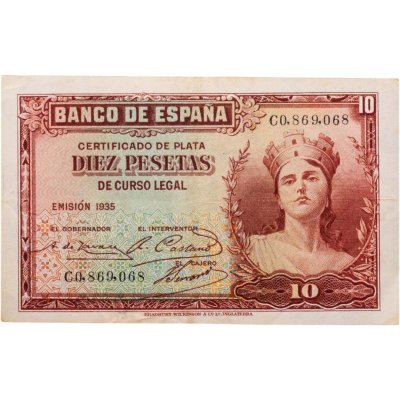 купить Испания 10 песет 1935 (Pick 86a)