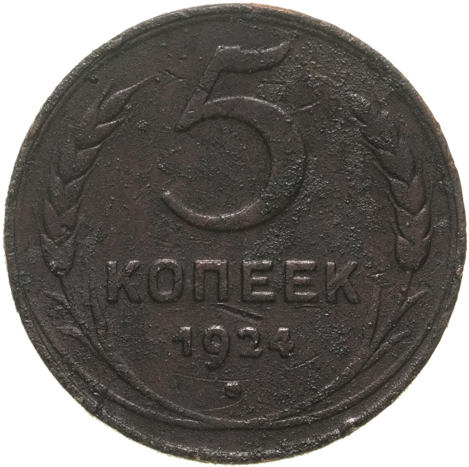 Монета 5 копеек 1924 стоимостью 890 руб.