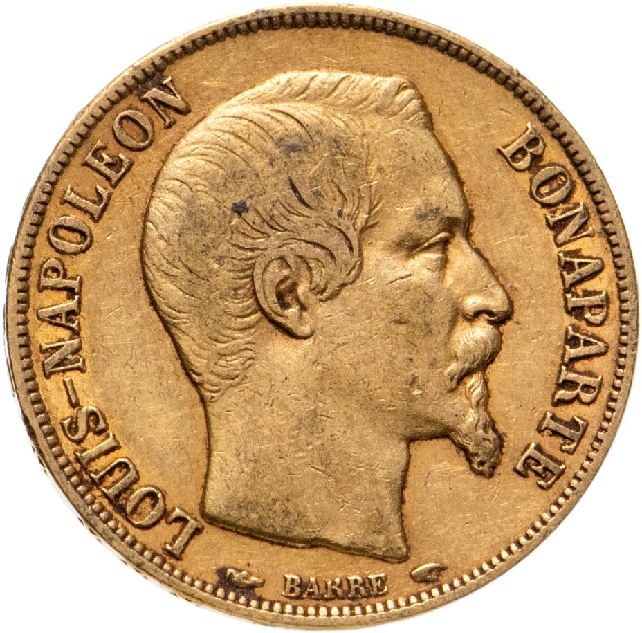 купить Франция 20 франков (francs) 1852 с портретом Императора Наполеона III