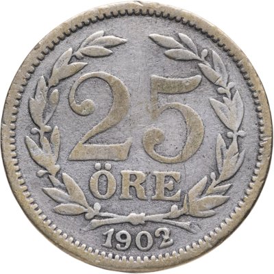 купить Швеция 25 эре (ore) 1902 большой размер надписей
