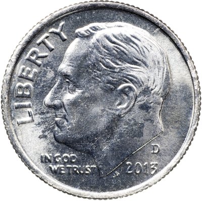 купить США 10 центов [Дайм] 2013 D [KM#195a] "Roosevelt Dime"