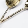 Купить Набор из двух чайных ложек, серебро (84 пр.), резьба, золочение, мастерская Николая Павлова, Российская империя, 1895 г.