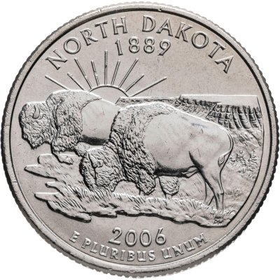 купить США 25 центов (квотер, 1/4 доллара, quarter dollar) 2006 D Квотер штата Северная Дакота знак монетного двора: "D" - Денвер