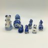 Купить Набор из шести статуэток и копилки "Овечки", Гжель, фарфор, роспись, Россия, 1990-2010 гг.