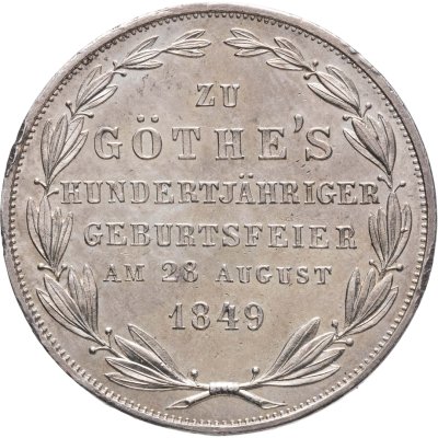 купить Франкфурт 2 гульдена 1849 "100 лет со дня рождения Иоганна Вольфганга фон Гёте"