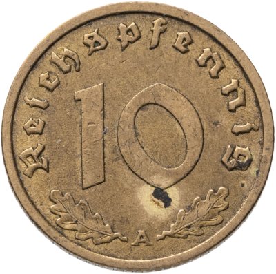 купить Германия, Третий рейх 10 рейхспфеннигов (reichspfennig) 1939