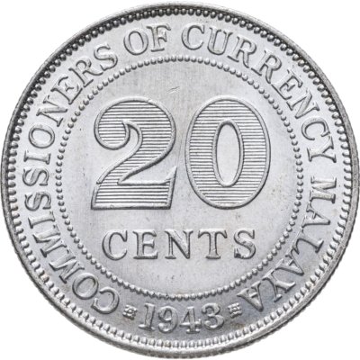 купить Малайя 20 центов (cents) 1943