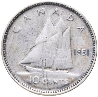 купить Канада 10 центов (cents) 1951
