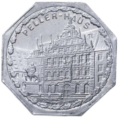 купить Германия (Нюрнберг) нотгельд 20 пфеннигов 1921 "Дом Пиллера" трамвайный жетон