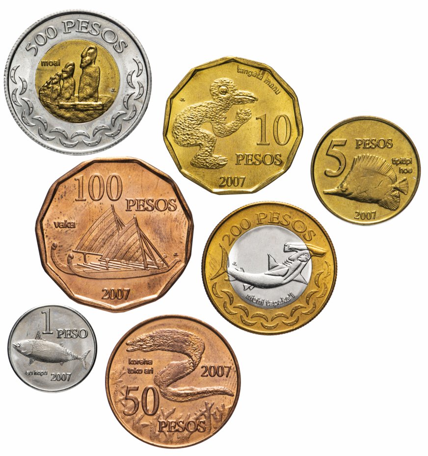 купить Чили (Остров Пасхи) набор из 7 монет 2007